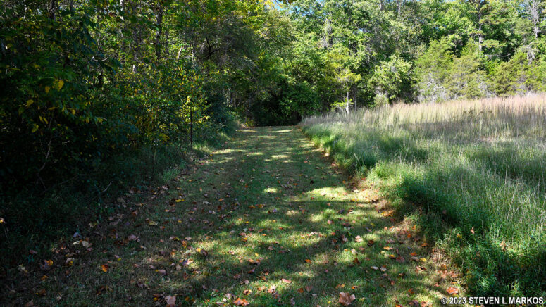 Southern end of the Conner-Sweeney Cabin Trail at Appomattox Court House National Historical Park