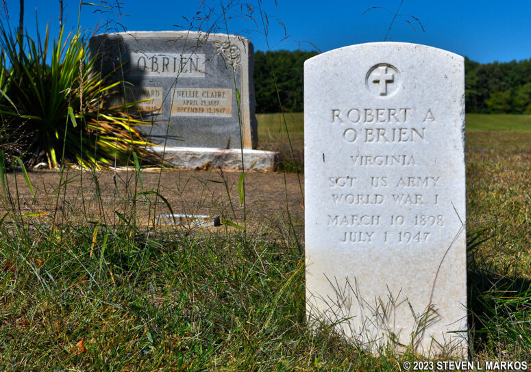 Tombstones in the O'Brien Cemetery at Appomattox Court House National Historical Park