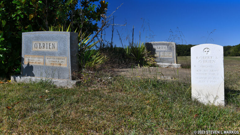 Tombstones in the O'Brien Cemetery at Appomattox Court House National Historical Park