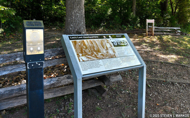 Wayside exhibit at the Lee's Headquarters stop on the Appomattox Court House Battlefield Tour