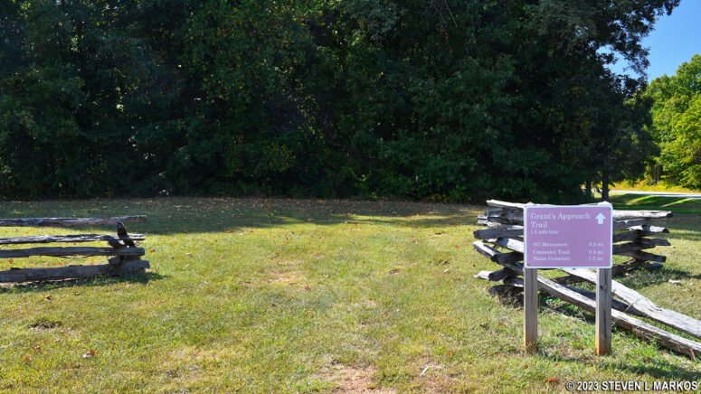 Trailhead of the Grant's Approach Trail at Appomattox Court House National Historical Park