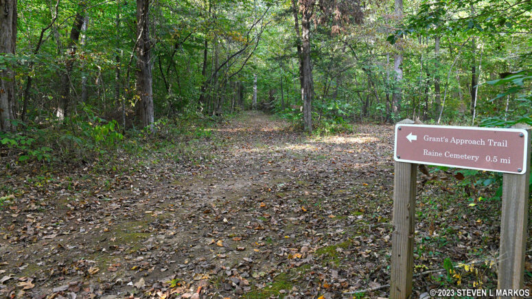 Grant's Approach Trail at the intersection with the Southside Connector Trail, Appomattox Court House National Historical Park
