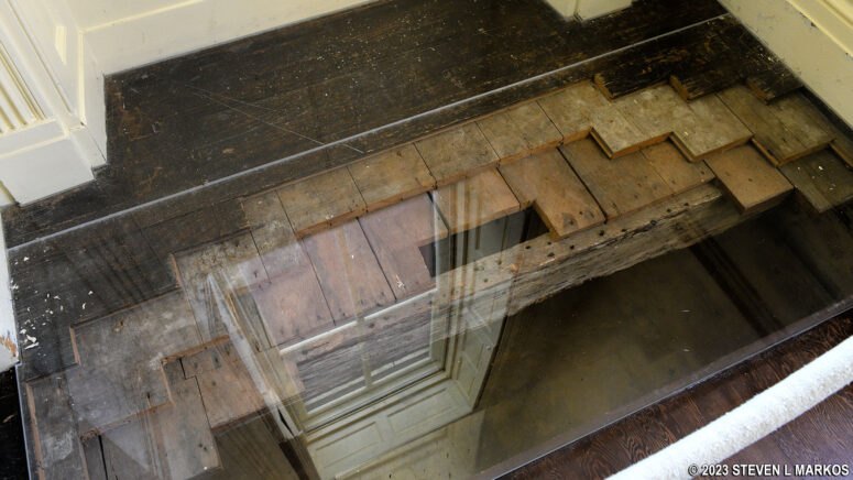 Section of exposed floor in the Stone House at Friendship Hill National Historic Site
