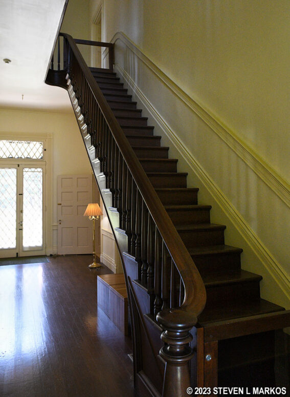 Walnut staircase in the Stone House at Friendship Hill National Historic Site