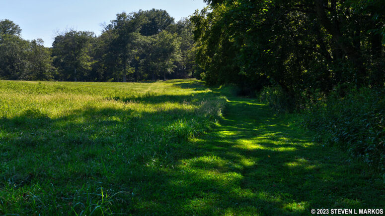 Final leg of the Main Loop Trail at Friendship Hill National Historic Site when hiking the loop in the clockwise direction