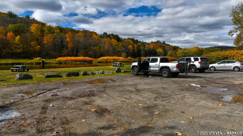 Parking lot at the Hancock, New York DEC Canoe Launch, Upper Delaware Scenic and Recreational River