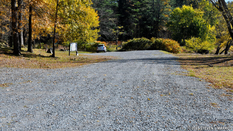 Parking area at the Ten Mile River Canoe Launch on the Upper Delaware Scenic and Recreational River