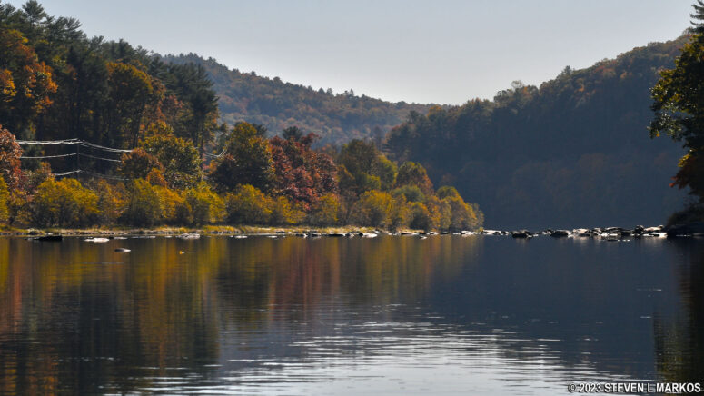 Calm water just downstream from the Highland Canoe Launch on the Upper Delaware Scenic and Recreational River