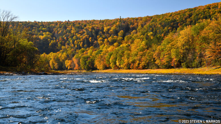 Rapid starting two miles downriver from Barryville, New York, on the Upper Delaware Scenic and Recreational River