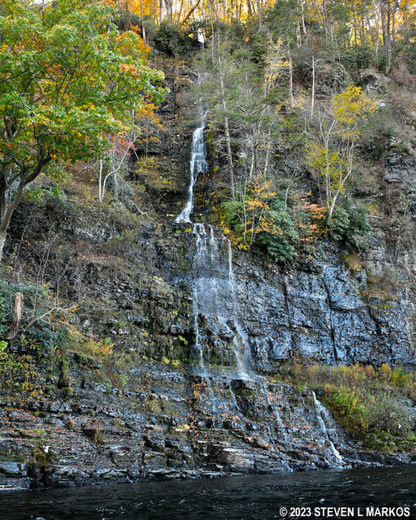 Waterfall on the shore of the Delaware River just south of Sparrow Bush, New York