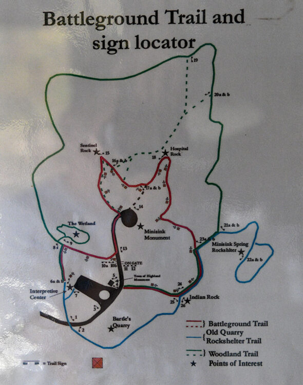 Minisink Battleground Park trail map (click to enlarge)