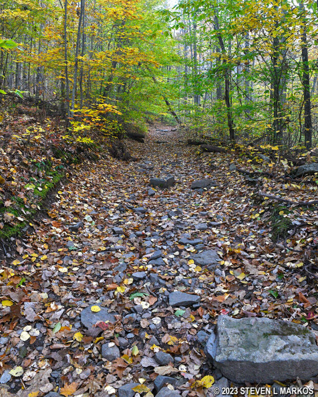 Rocky terrain on the Bouchoux Trail near Lordville, New York