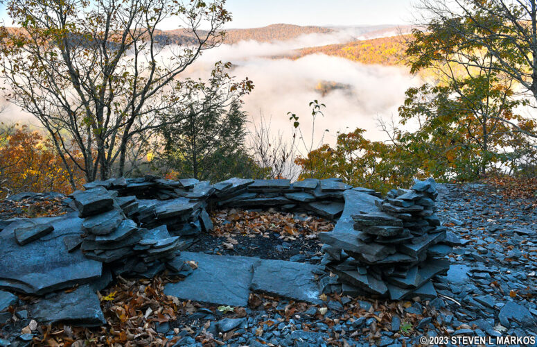 Bluestone rock sculptures at Jensen's Ledges on the Bouchoux Trail near Lordville, New York