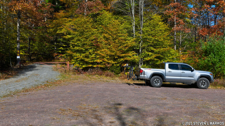 Closest parking for the Cobey Pond Trail in Masthope, Pennsylvania