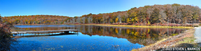 Panoramic view of Cobey Pond from the southern end of the Cobey Pond Trail (click to enlarge)