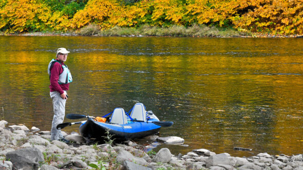 Kayaker on the Upper Delaware Scenic and Recreational River