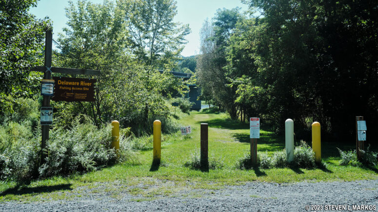 Grass path from the parking lot leads to the Barryville Canoe Launch on the Upper Delaware Scenic and Recreational River