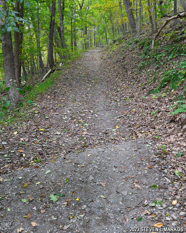 Steep terrain on the last tenth of a mile of the Milford Knob Trail in Delaware Water Gap National Recreation Area