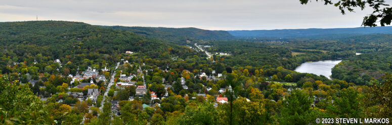 View of Milford, Pennsylvania, and the Delaware River from the top of Milford Knob in Delaware Water Gap National Recreation Area