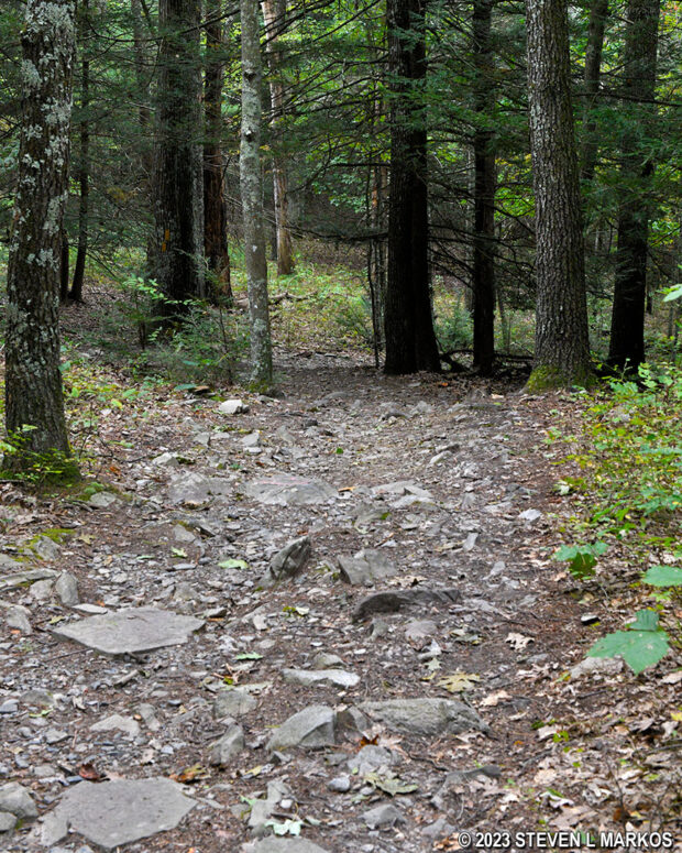 Rocky terrain at the northern end of the Hackers Trail in Delaware Water Gap National Recreation Area