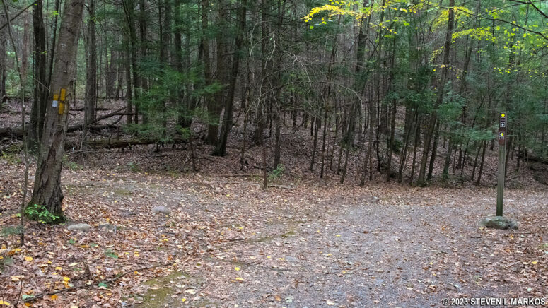Intersection of the Hackers Trail and Loggers Path in the Cliff Park section of Delaware Water Gap National Recreation Area