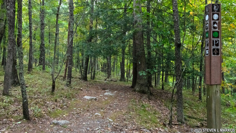 Start of the Quarry Path Trail at the intersection with the Cliff Trail, Delaware Water Gap National Recreation Area