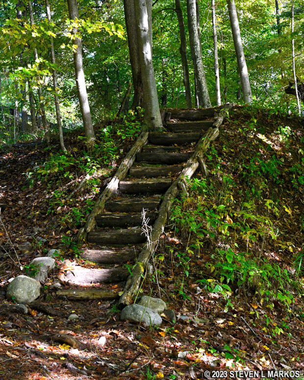 Section of stairs on the hikers-only section of the McDade Trail between Conashaugh and White Pines, Delaware Water Gap National Recreation Area