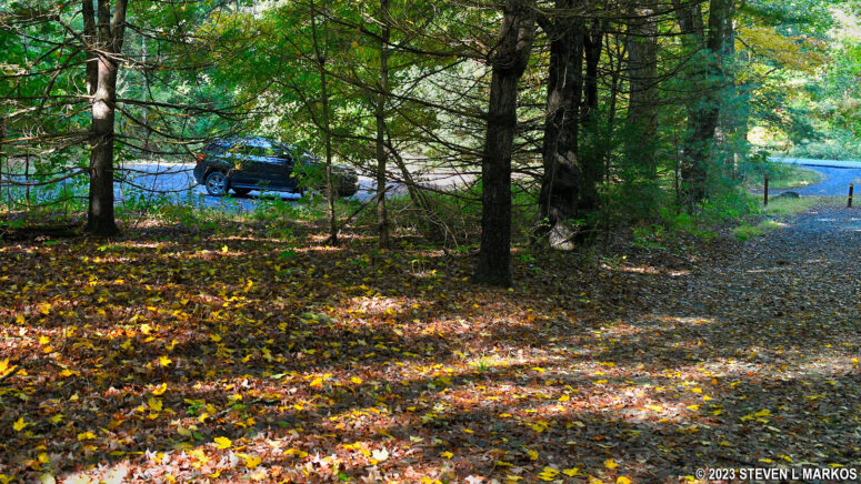 White Pines Trailhead parking on Federal Road for Delaware Water Gap National Recreation Area's McDade Trail