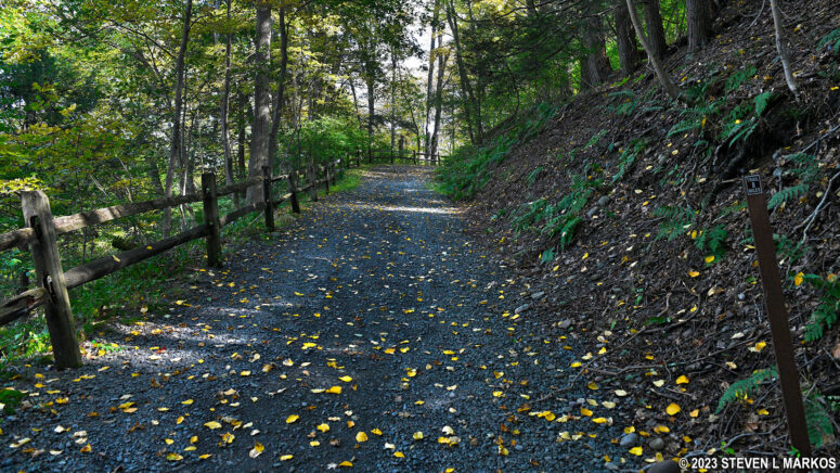Hilly terrain along the McDade Trail between the Bushkill Village Trailhead and the Delaware Water Gap National Recreation Area Park Headquarters