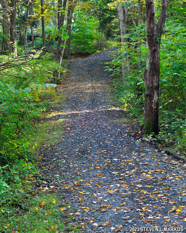 Steep hill on the McDade Trail just north of the Delaware Water Gap National Recreation Area Park Headquarters