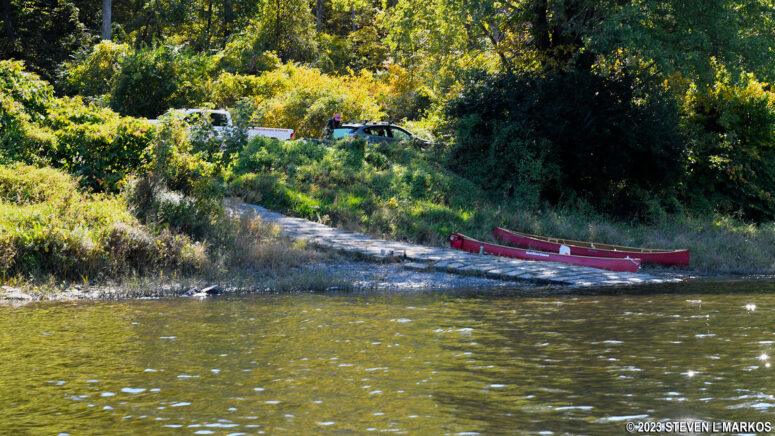 View of the Poxono Boat Ramp from the Delaware River, Delaware Water Gap National Recreation Area