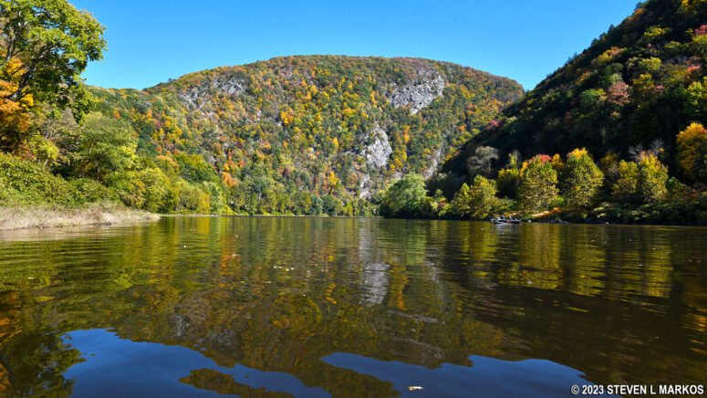 Mountains at the Delaware Water Gap just downriver from the Kittatinny Point Boat Ramp