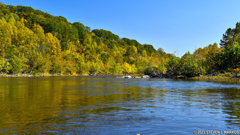 Calm water downriver from Arrow Island in Delaware Water Gap National Recreation Area