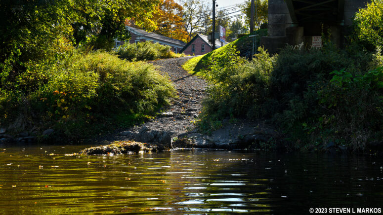 Canoe launch at the Portland-Columbia Pedestrian Bridge in Portland, Pennsylvania