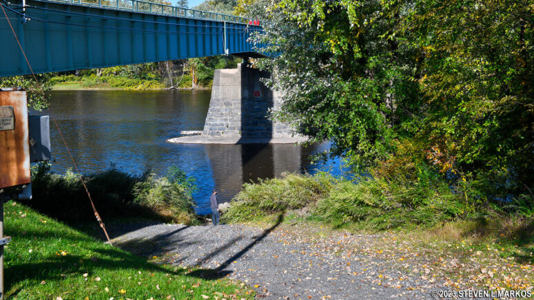 Canoe launch at the Portland-Columbia Pedestrian Bridge in Portland, Pennsylvania
