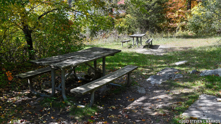 Picnic tables at Crater Lake in Delaware Water Gap National Recreation Area