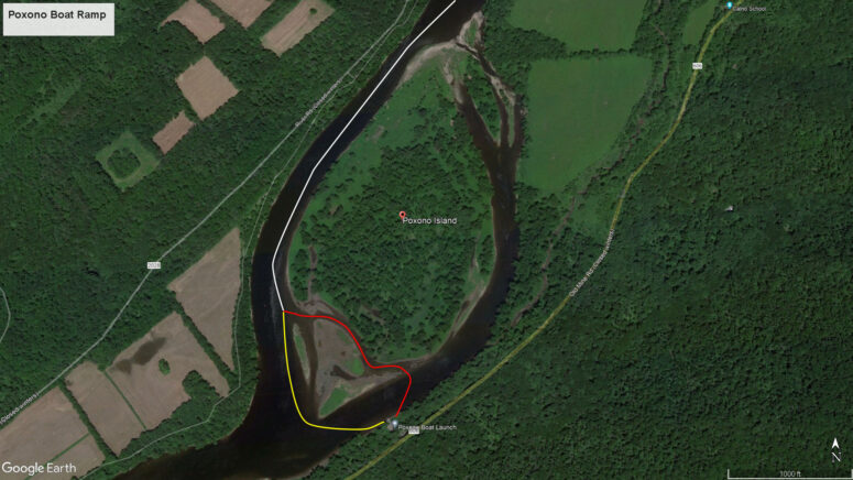 Route options to Poxono Boat Ramp