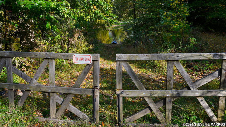 Gate at the entrance to the Washington Crossing Historic Park Canoe Launch on the Lower Delaware National Wild and Scenic River