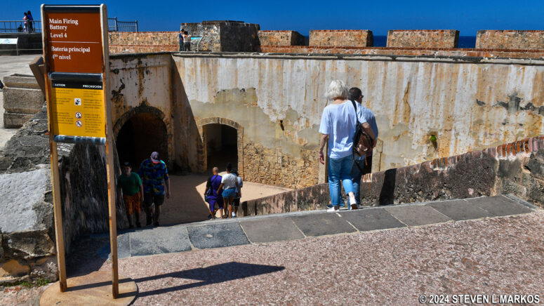 Stairs from the Santa Barbara Bastion terreplein to the Lower Plaza of Castillo San Felipe del Morro, San Juan National Historic Site
