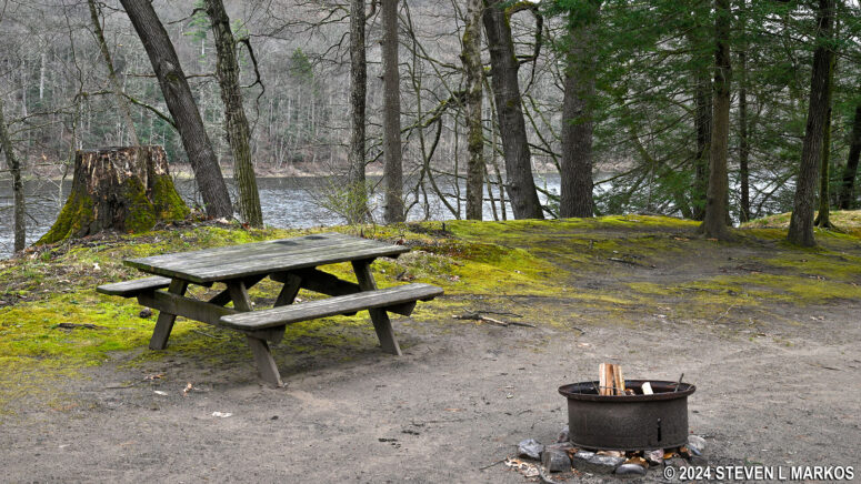 Riverside campsite at Dingmans Campground in Delaware Water Gap National Recreation Area