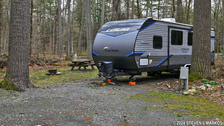 RV campsite at Dingmans Campground in Delaware Water Gap National Recreation Area