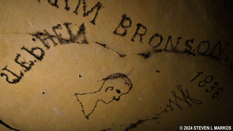 Backwards signature on the ceiling of Mammoth Cave's Gothic Avenue