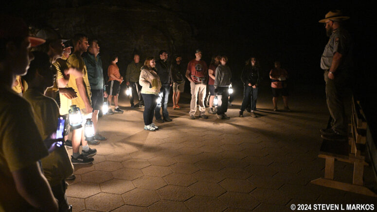 Ranger leads the Star Chamber Lantern Tour at Mammoth Cave National Park