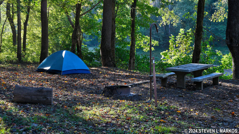 Campsite 8 at the Houchin Ferry Campground in Mammoth Cave National Park