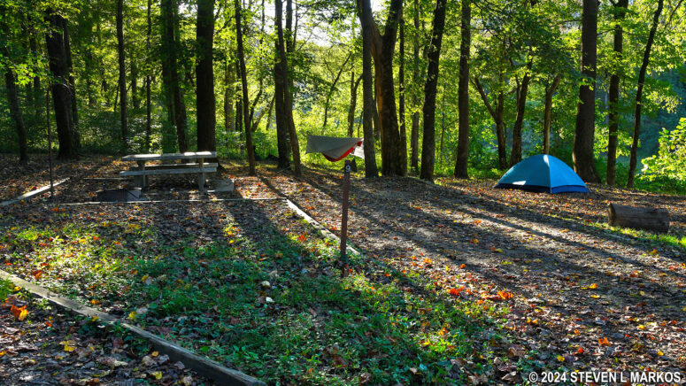 Campsite 9 at the Houchin Ferry Campground in Mammoth Cave National Park