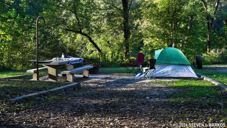 Campsite at the Houchin Ferry Campground in Mammoth Cave National Park