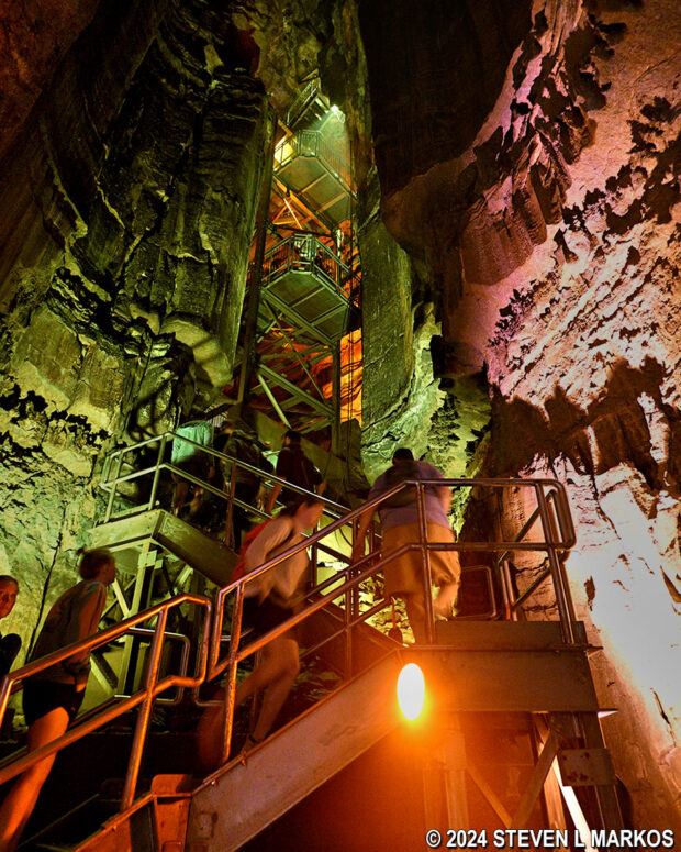 Stairs to the fire tower inside Mammoth Dome at Mammoth Cave National Park