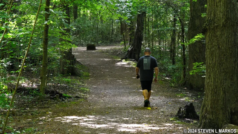 Typical terrain on the Trail of Twelve Stones at Lincoln Boyhood National Memorial