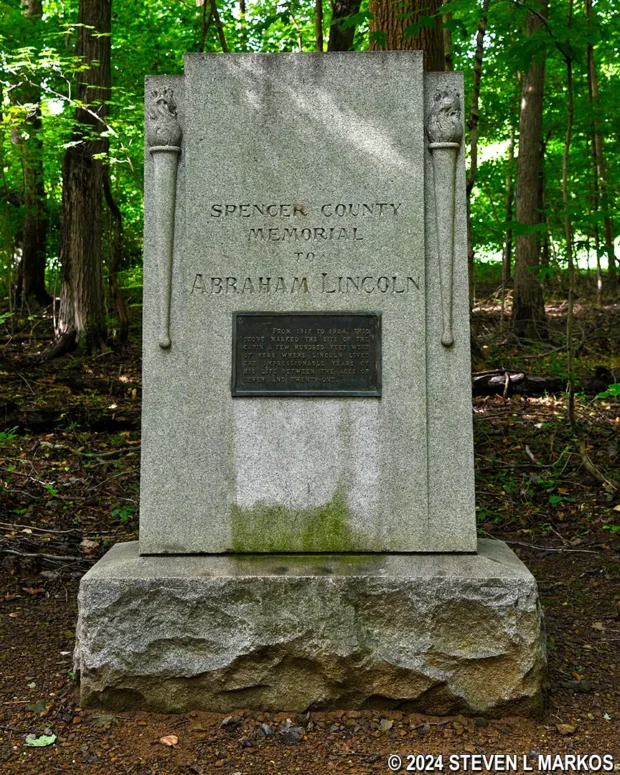 Original monument placed on the Lincoln Family cabin site at Lincoln Boyhood National Memorial