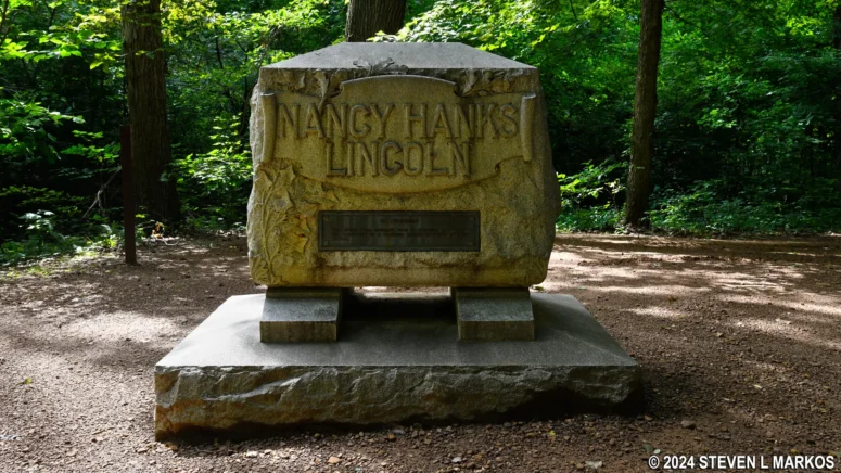 Stone 12 on the Trail of Twelve Stones at Lincoln Boyhood National Memorial once marked the grave of Abraham Lincoln's mother, Nancy